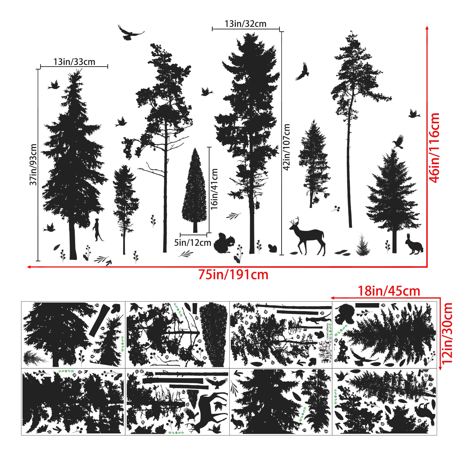 LiveGallery nursery wall stickers create a calming forest scene