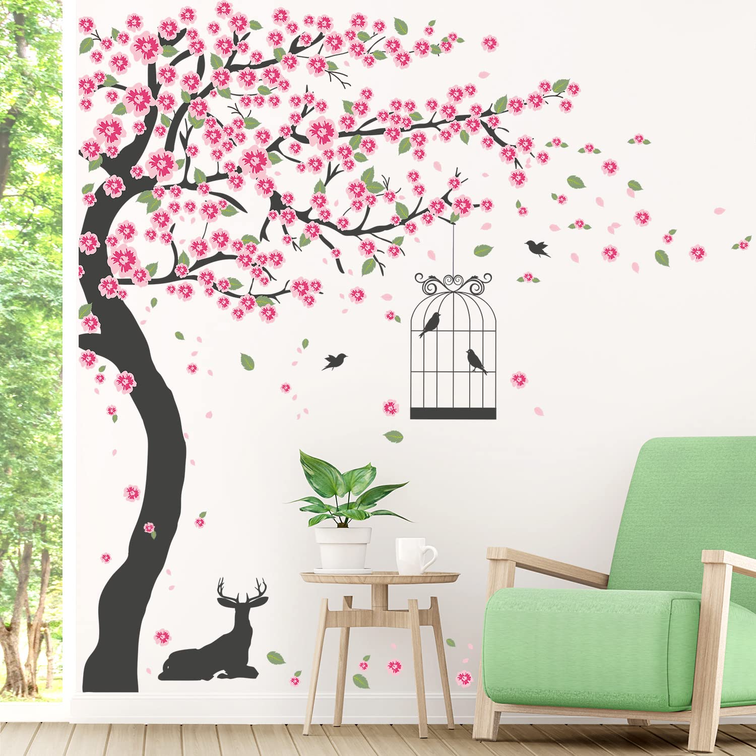 LiveGallery pink birds design on decals for kids' room