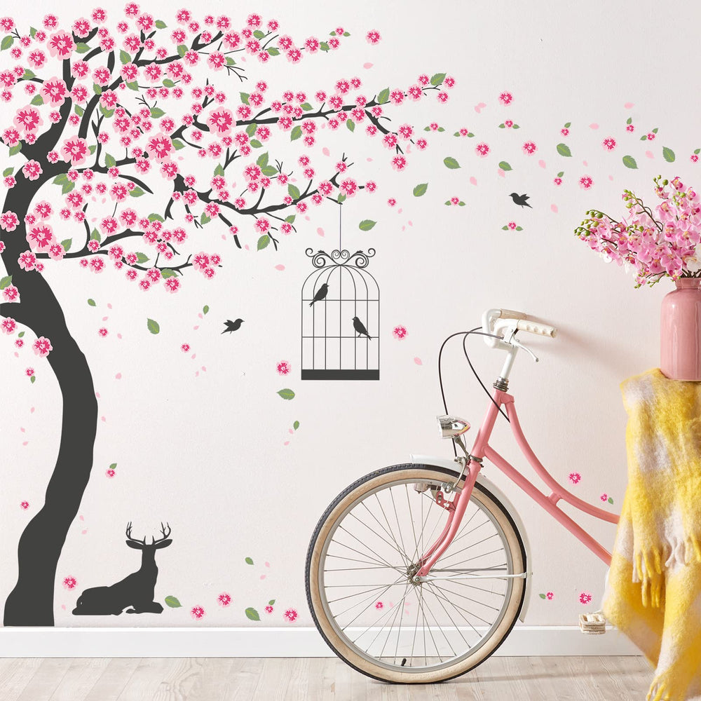 LiveGallery pink peach flowers wall decal for a fresh bedroom look