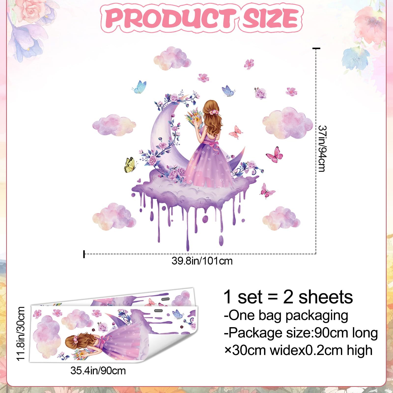 LiveGallery purple butterfly and moon wall sticker brightens the nursery with playful charm.