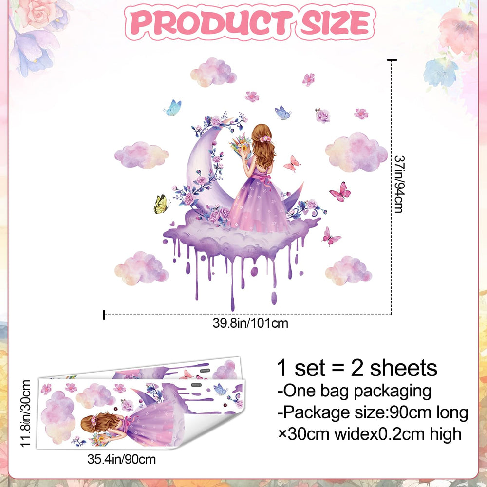 LiveGallery purple butterfly and moon wall sticker brightens the nursery with playful charm.