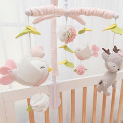 Ava Birds crib mobile attaches securely for calming crib time.
