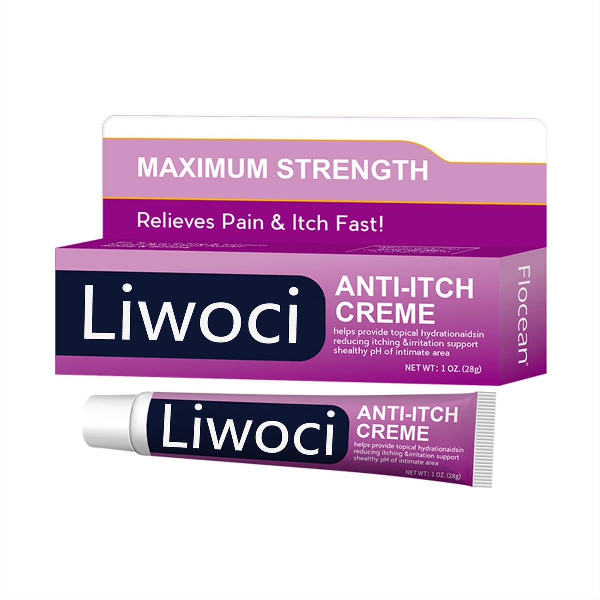 Liwoci Vaginal Anti-Itch Cream bottle for soothing, quick-absorbing relief