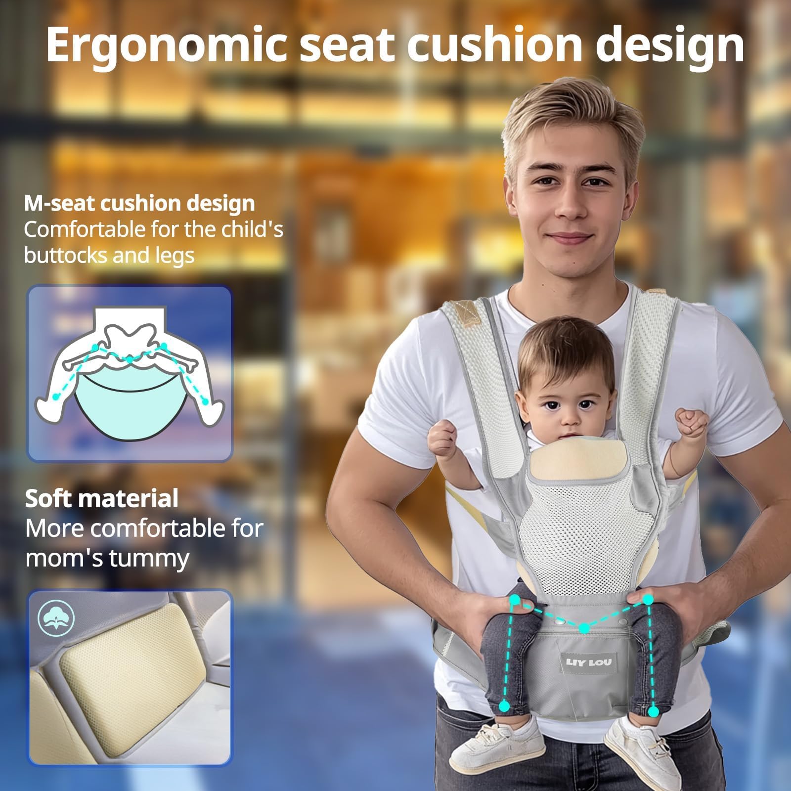 LiyLou baby carrier facing-in-out options for personalized viewing angles.