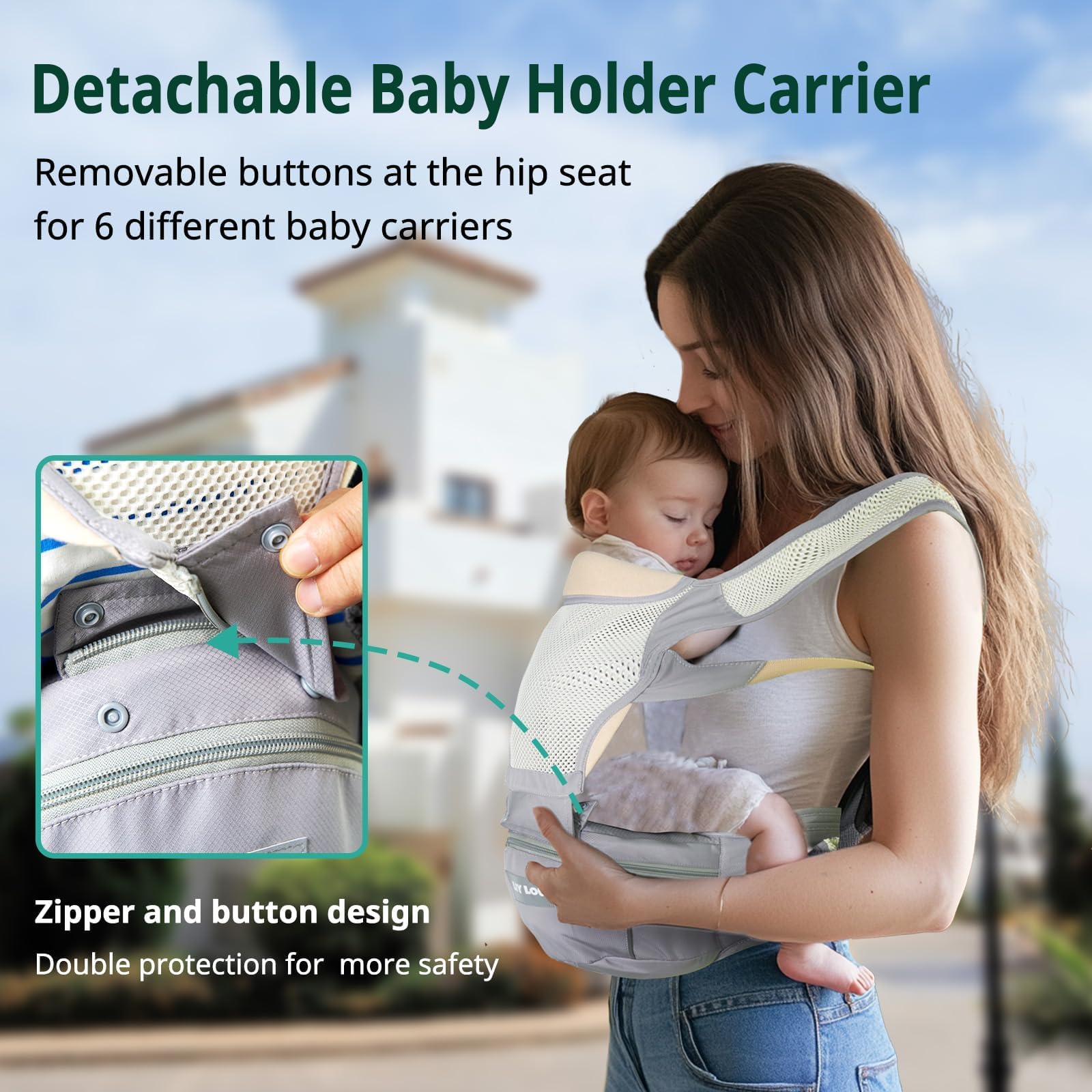 LiyLou baby carrier front carry setup for quick, close bonding.