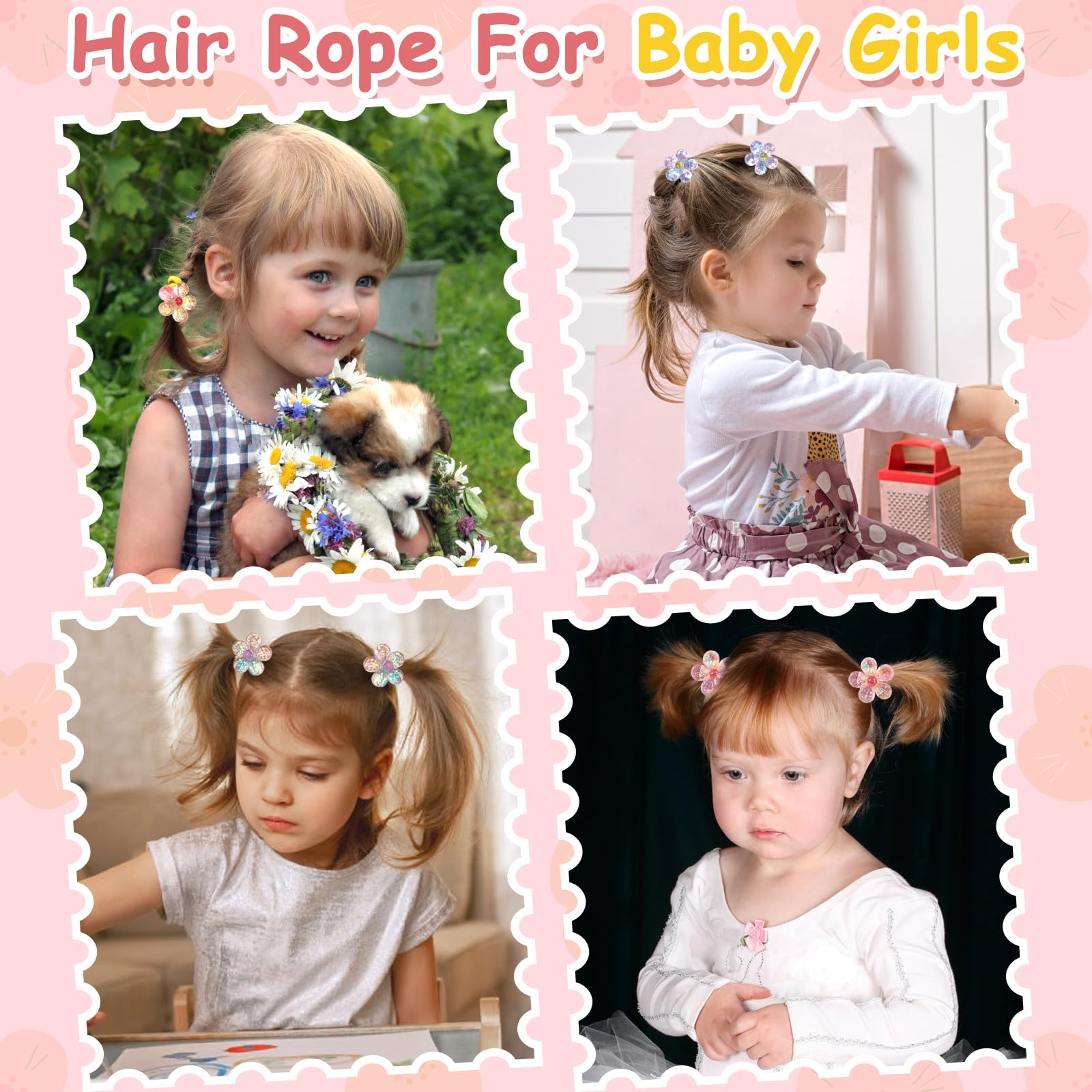 LIYAZHIL flower blue toddler hair tie versatile for straight or curly hair styles.