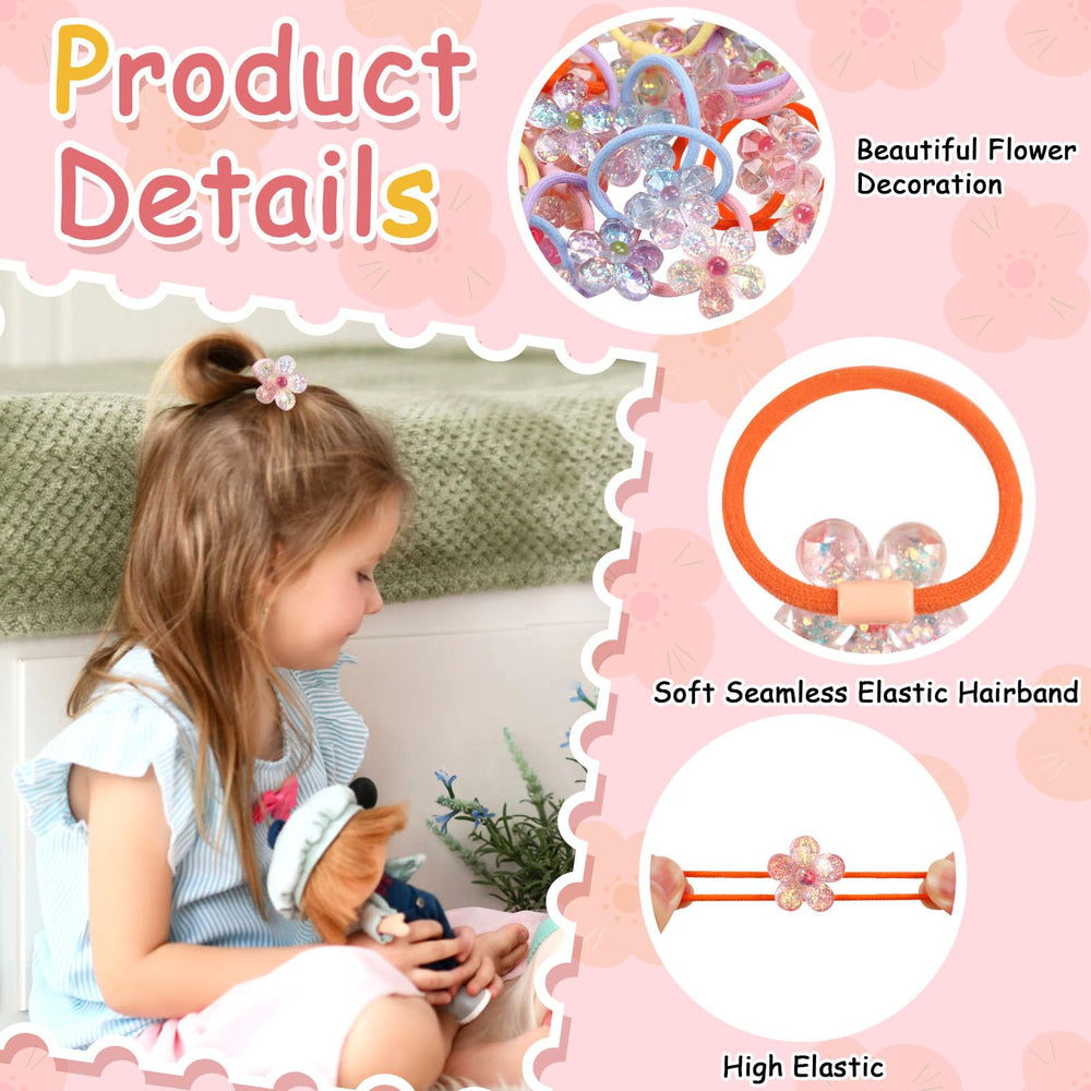 LIYAZHIL flower orange toddler hair tie adds color and helps buns stay neat.