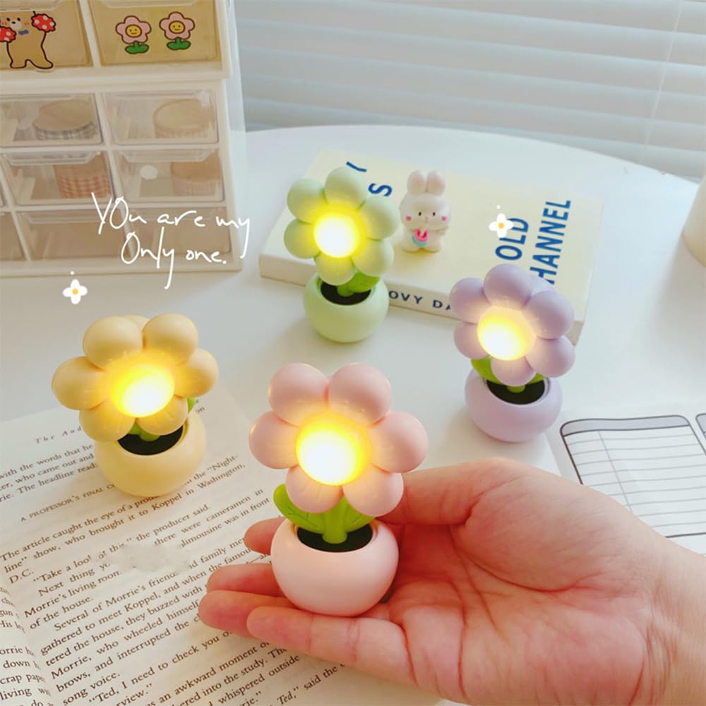 Ljarl sunflower night light compact size fits kids desks and shelves.