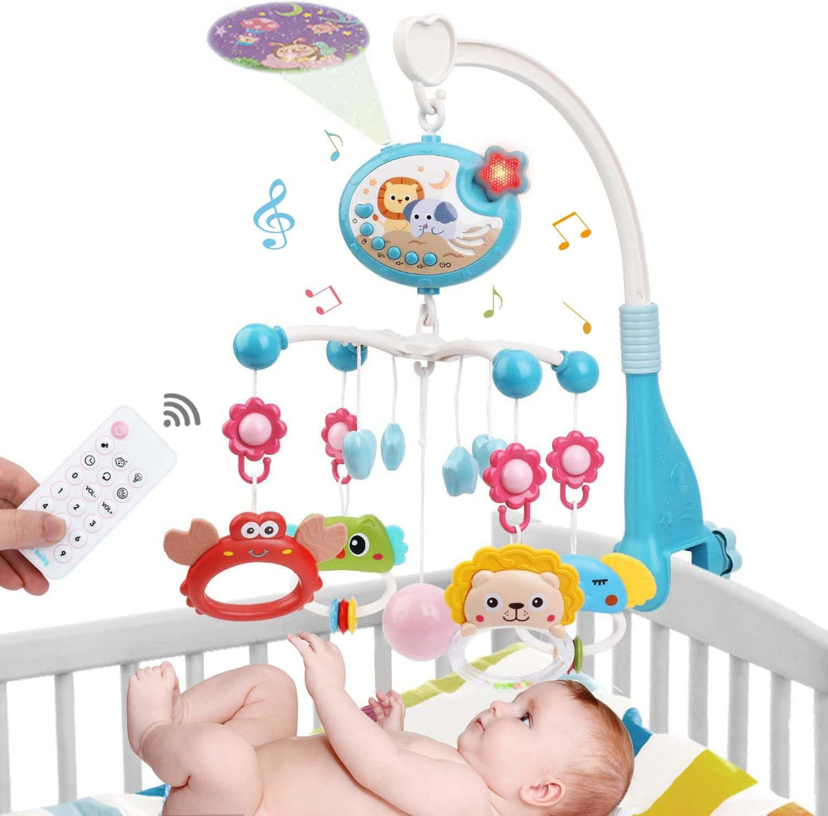 LKNUIYIE baby mobile with music and light soothing sleep for crib use