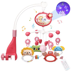 LKNUIYIE baby musical mobile with light projector creates a calm bedtime atmosphere.