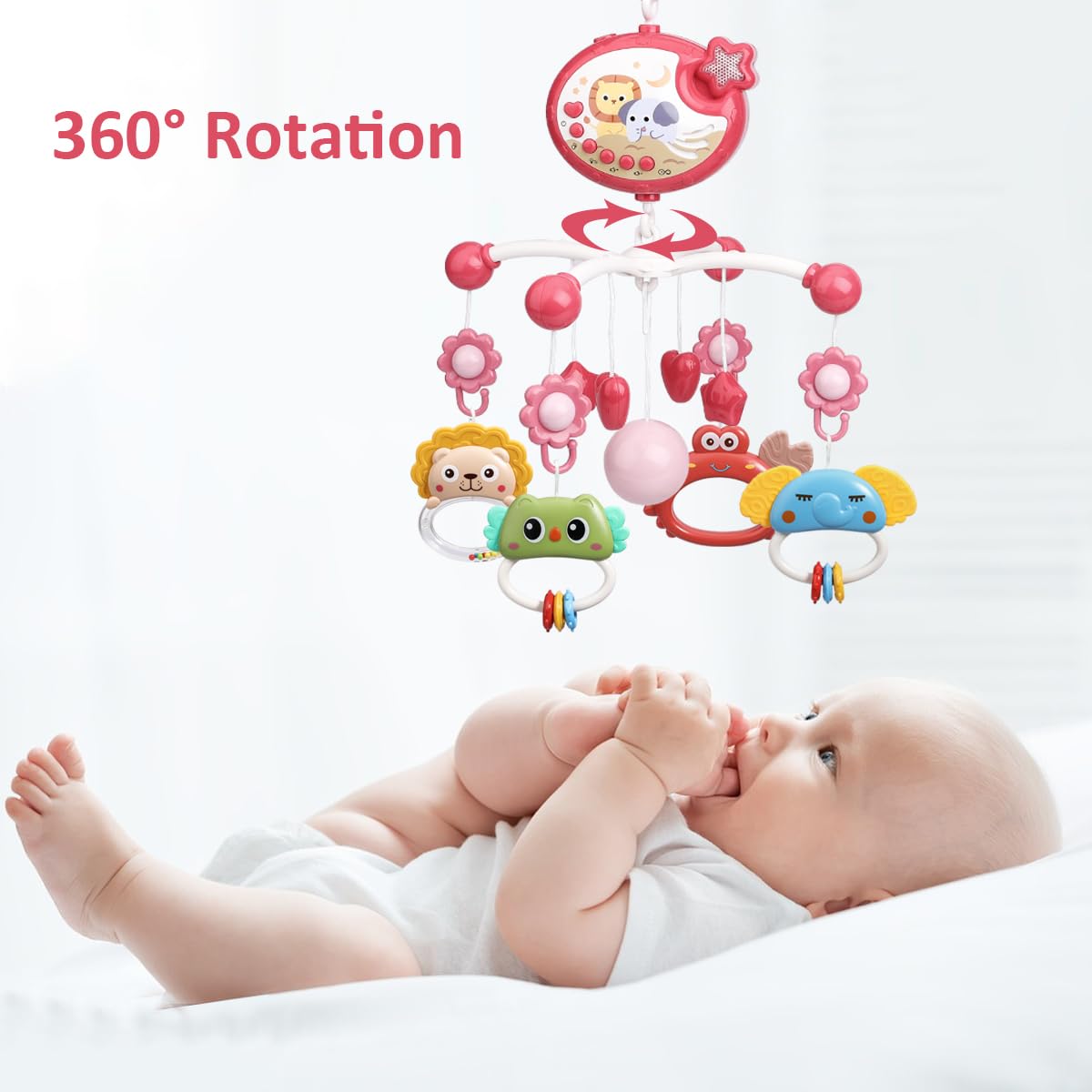 LKNUIYIE detachable teether toy adds safe chewing during entertainment.