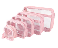 Llama Bella 5-piece diaper bag organizer in pink with clear panels for quick finding