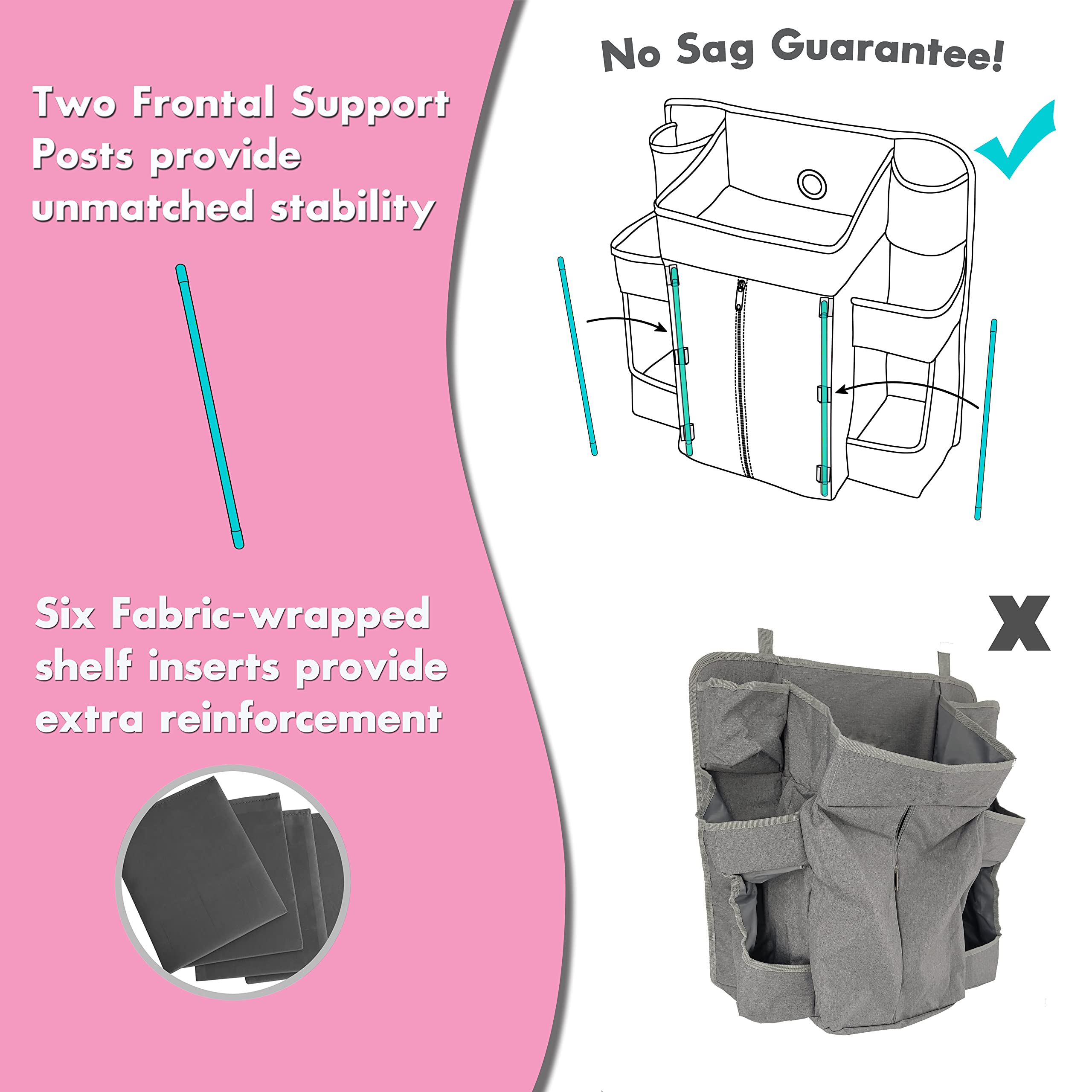 Llama Bella pink organizer with pockets ideal for pacifiers and wipes