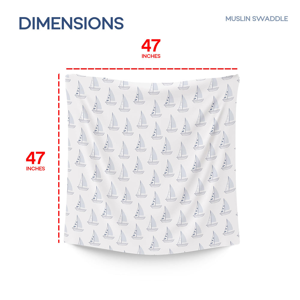 Llama Creek swaddle Nautical fabric close-up—gentle bamboo-cotton weave against baby's skin