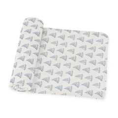 Llama Creek muslin swaddle Nautical sailboat pattern—soft, breathable blanket for newborn comfort