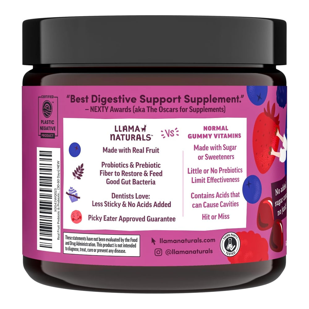 Llama Naturals organic prebiotic XOS symbol emphasizes gut-friendly fiber