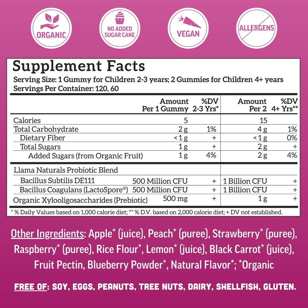 Llama Naturals vegan label on packaging indicates plant-based nutrition
