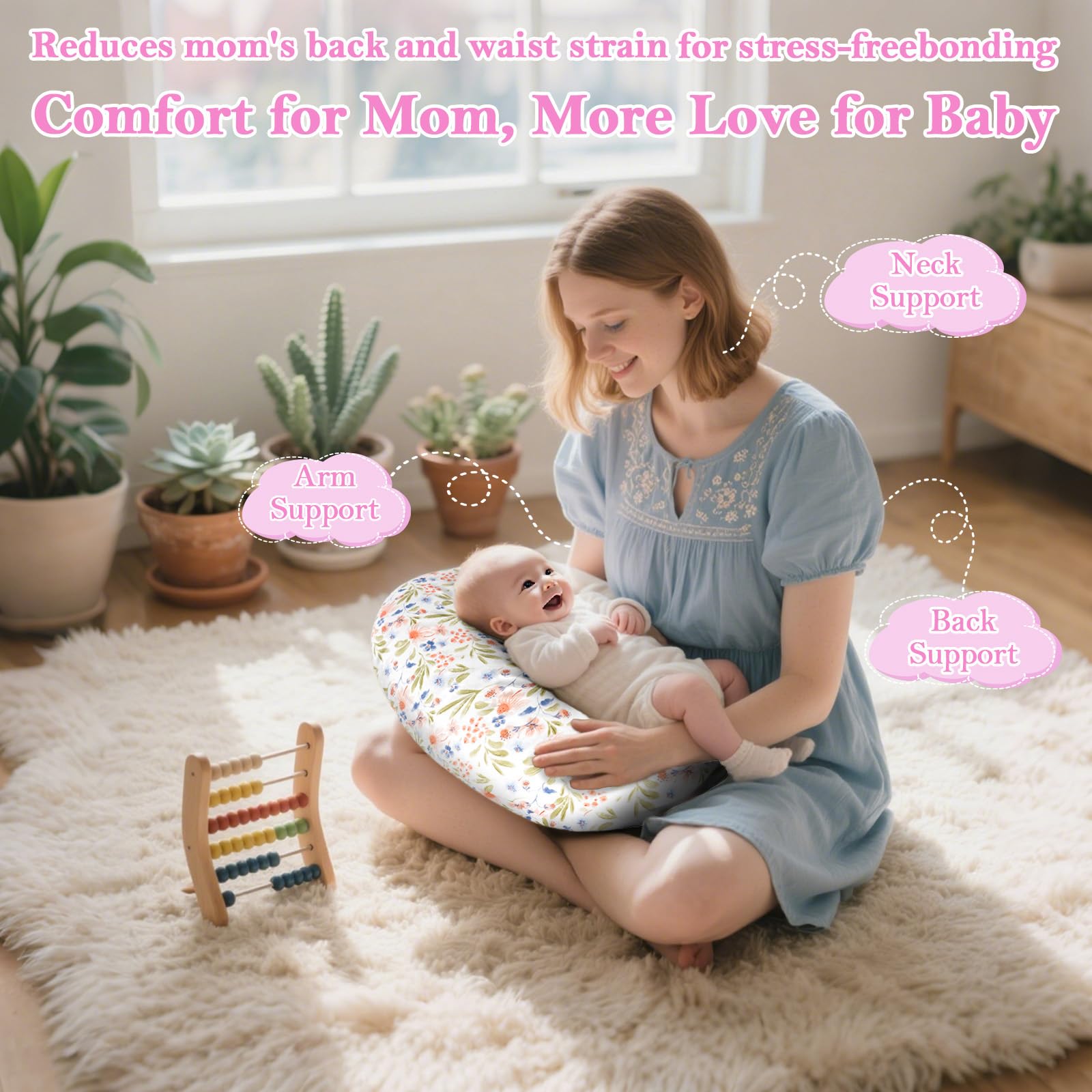 LLCJYYCY portable design supports feeding, propping, tummy time, and sitting.