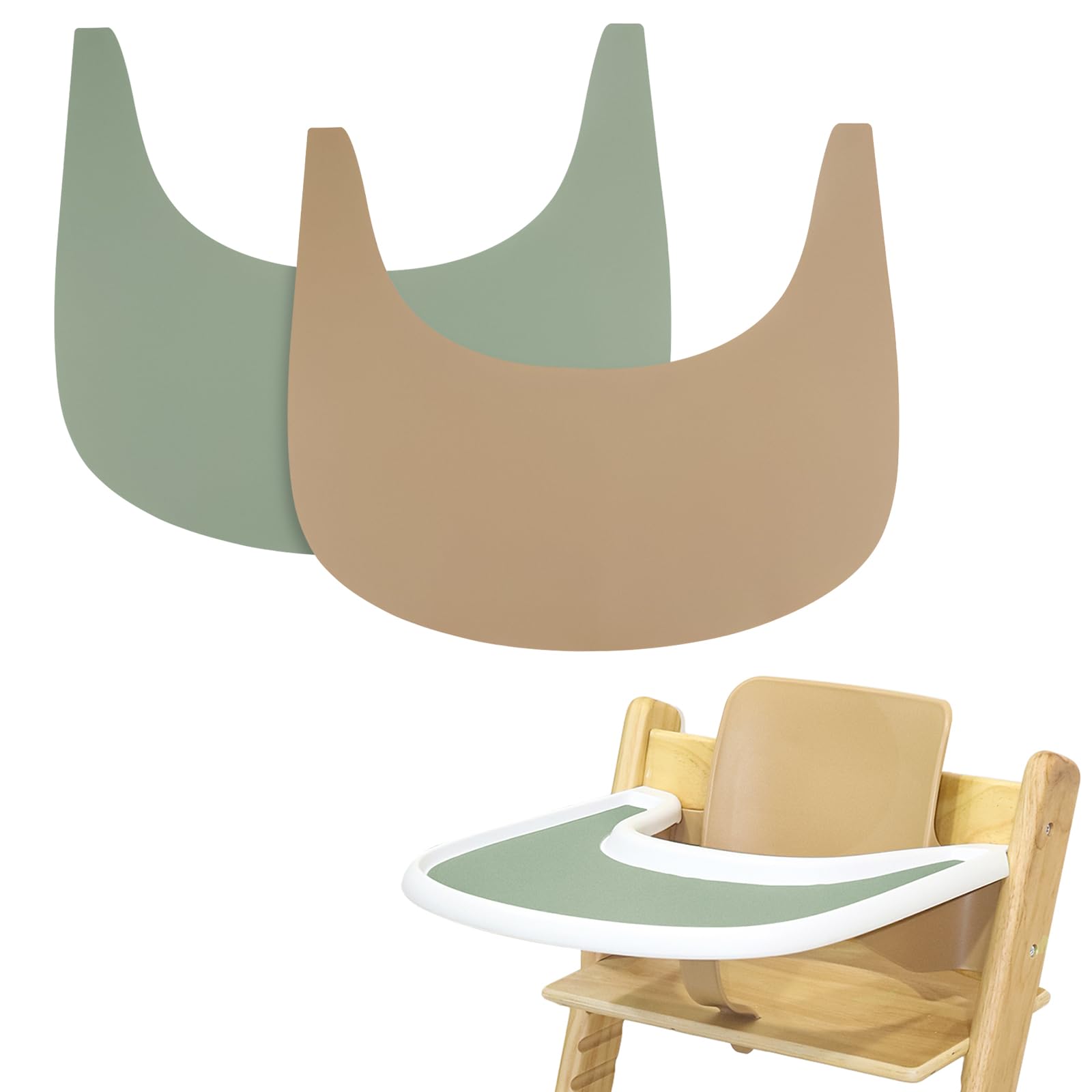 LLHQAMT Stokke Tripp Trapp tray mat in grey and green 2-piece set reducing mess during meals