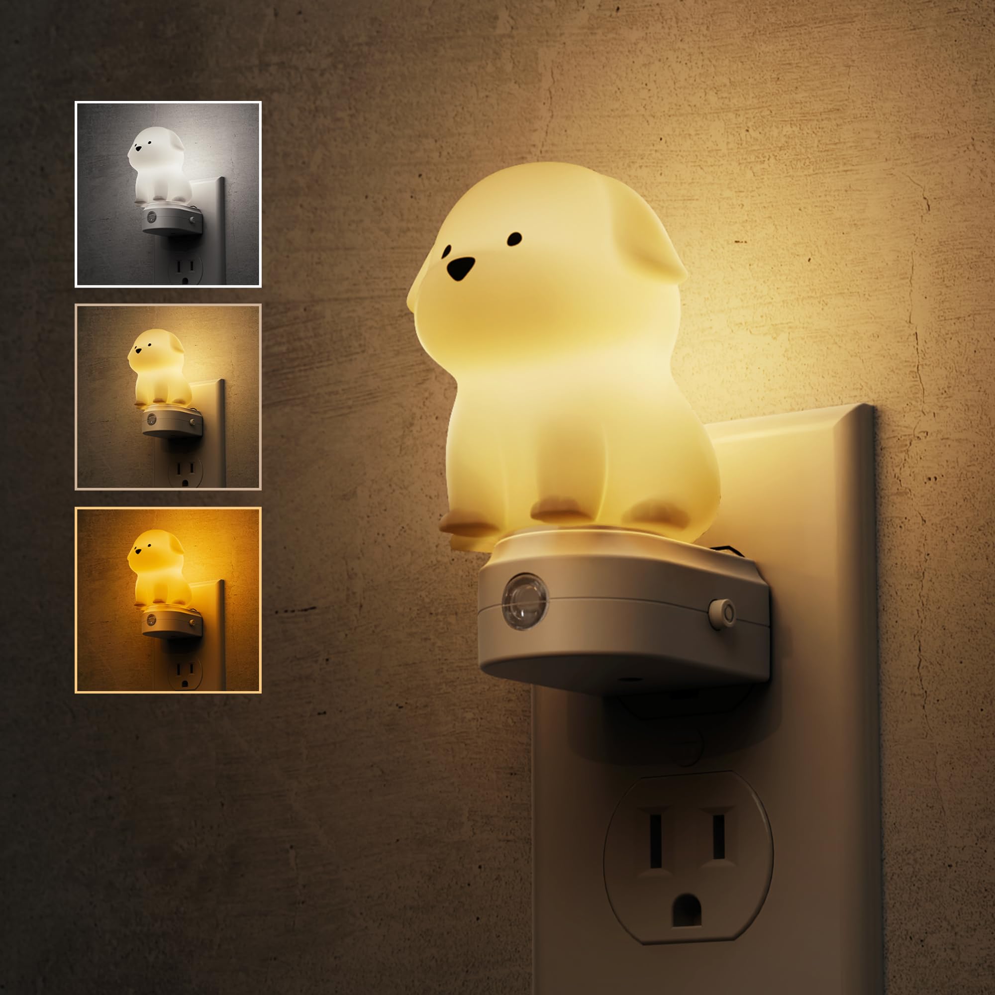 L LOHAS LED puppy night light 3D design provides charming bedside illumination for kids.