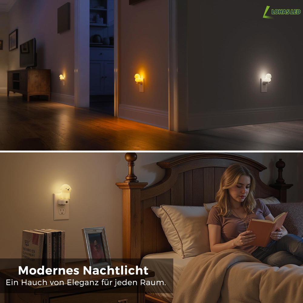 L LOHAS LED puppy light creates warm ambiance for reading and play.