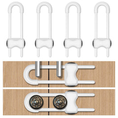 LLOOC cabinet locks pack in white for babyproofing and pet safety.