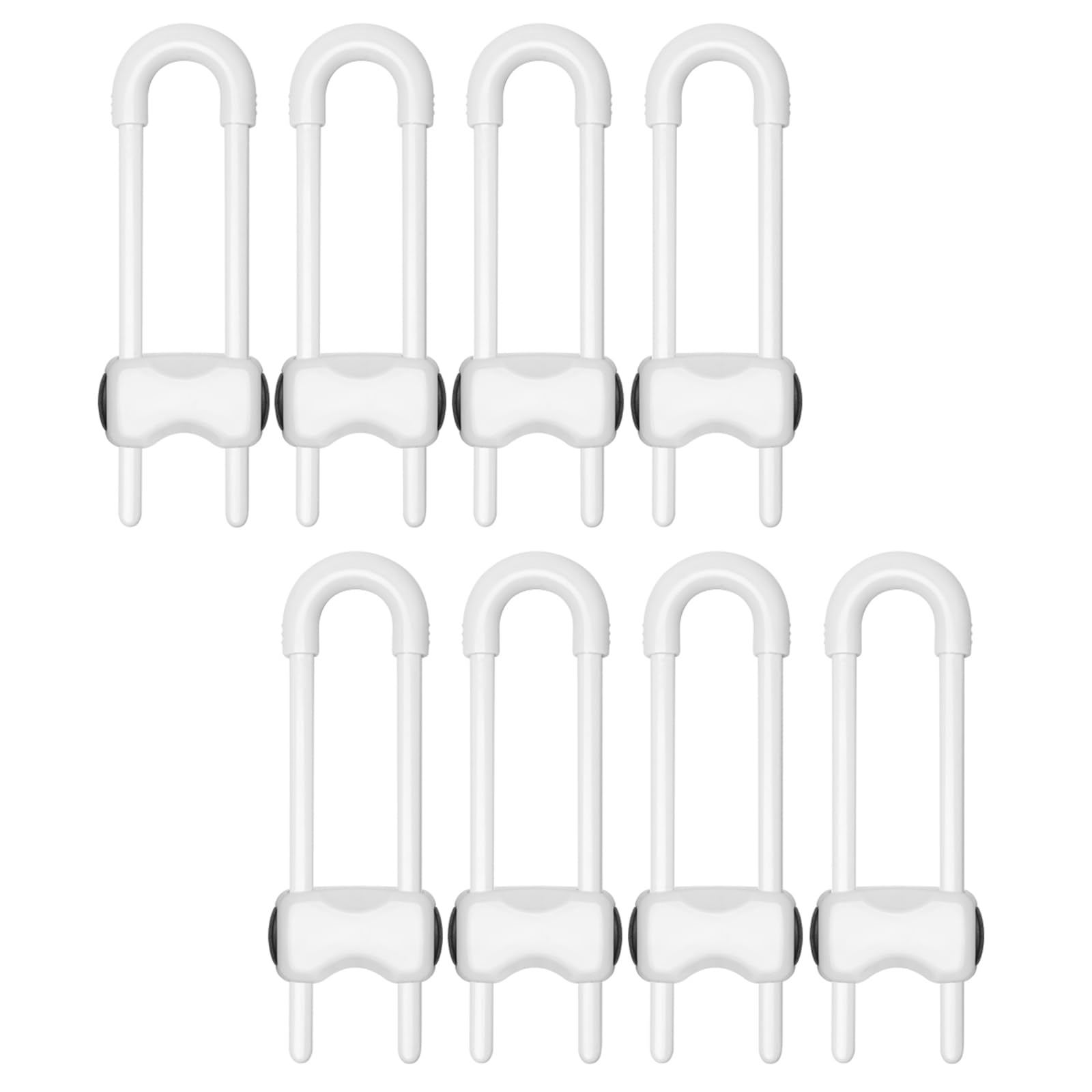 LLOOC cabinet locks 8-pack with U-shaped design for babyproofing cabinets