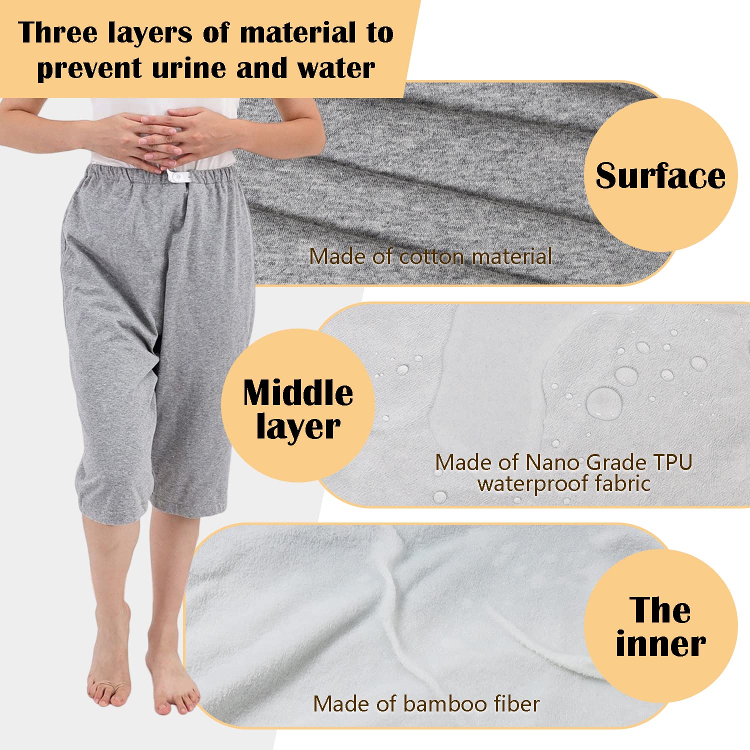 Lmaray adult diaper trousers back view highlighting snug elastic waist for secure fit.