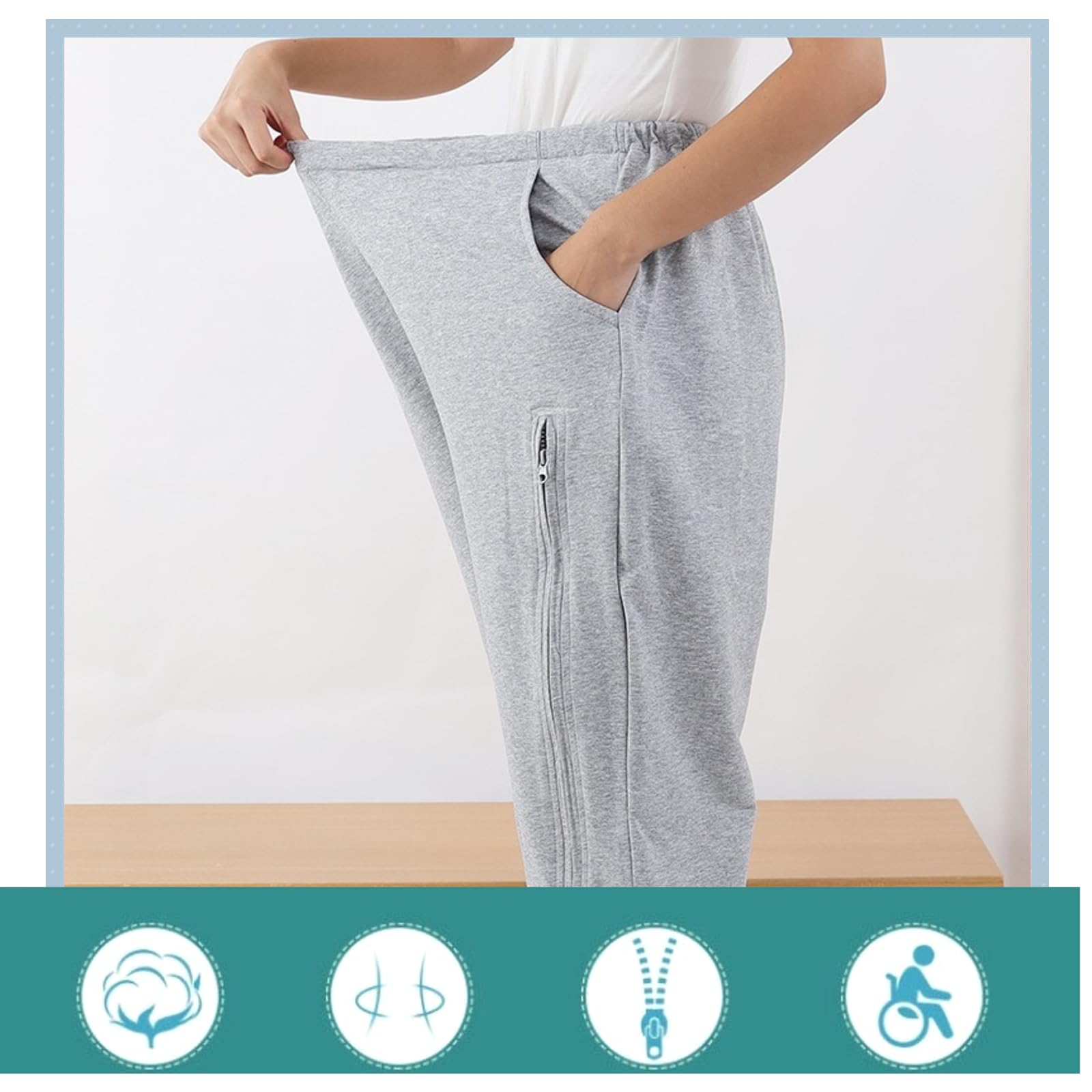 Lmaray cropped leg bag pants ideal for daily wear with catheter access practicality.