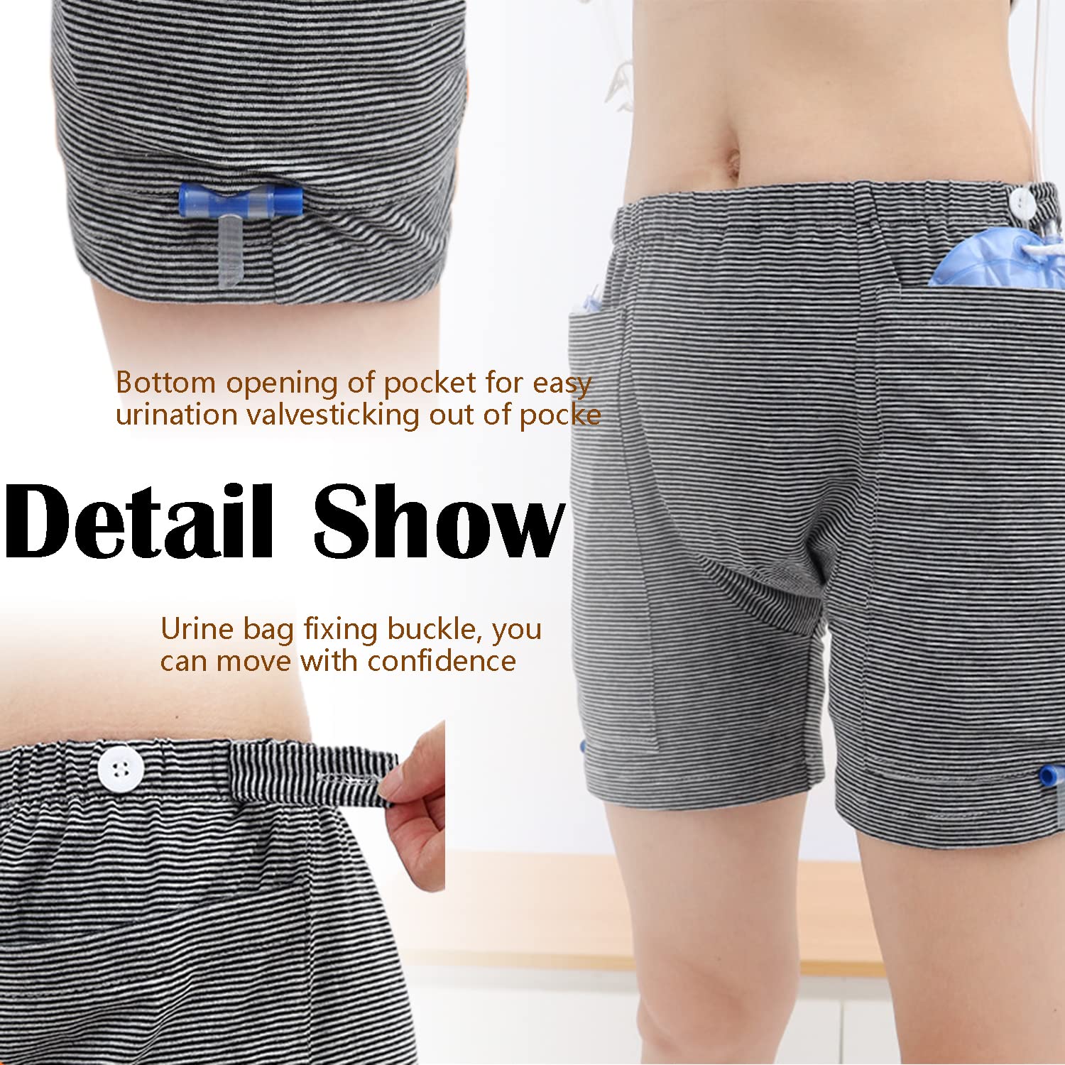 Lmaray incontinence care trousers bag storage keeps catheter bags secure.