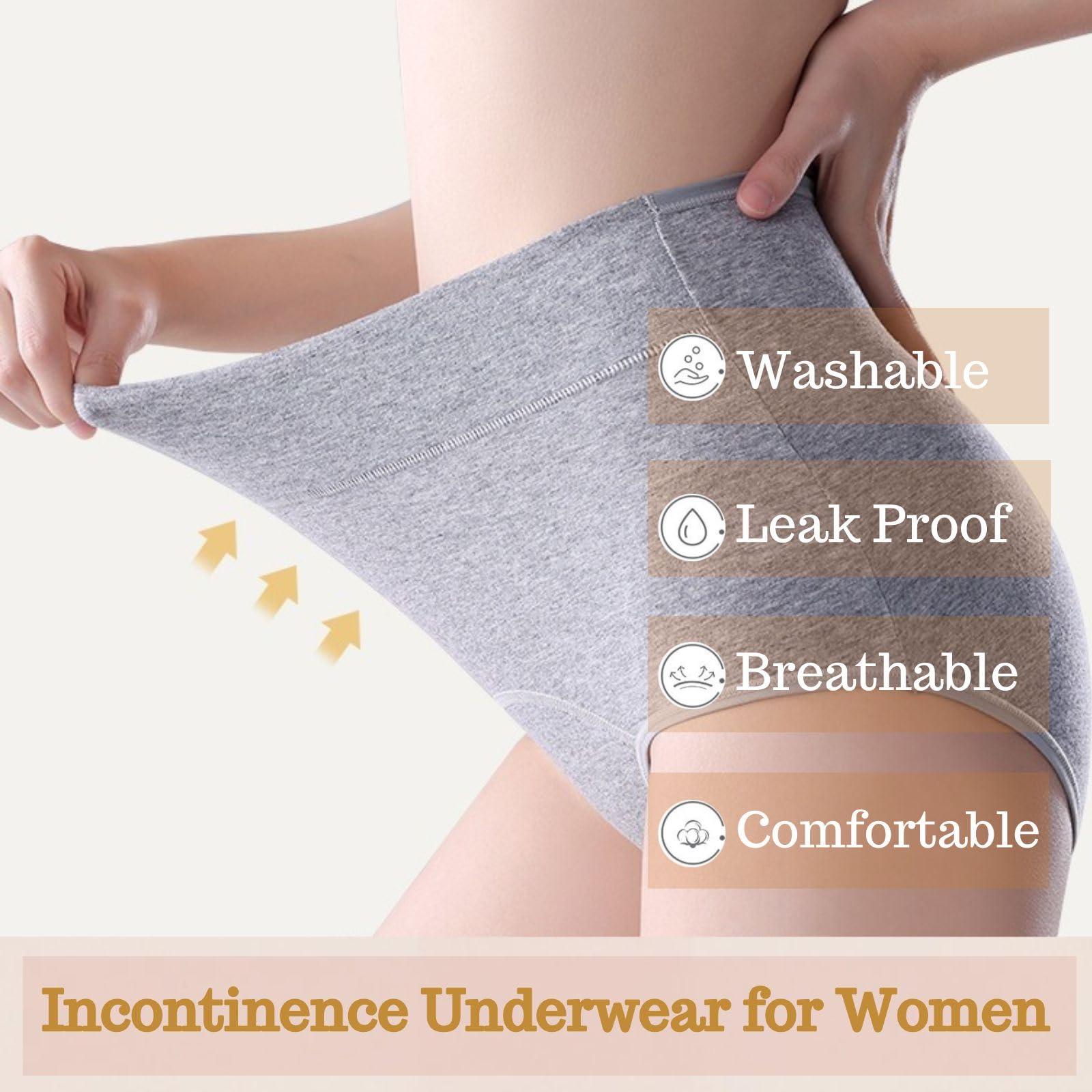 Lmaray leakproof underwear close-up shows soft cotton fabric and comfortable feel.