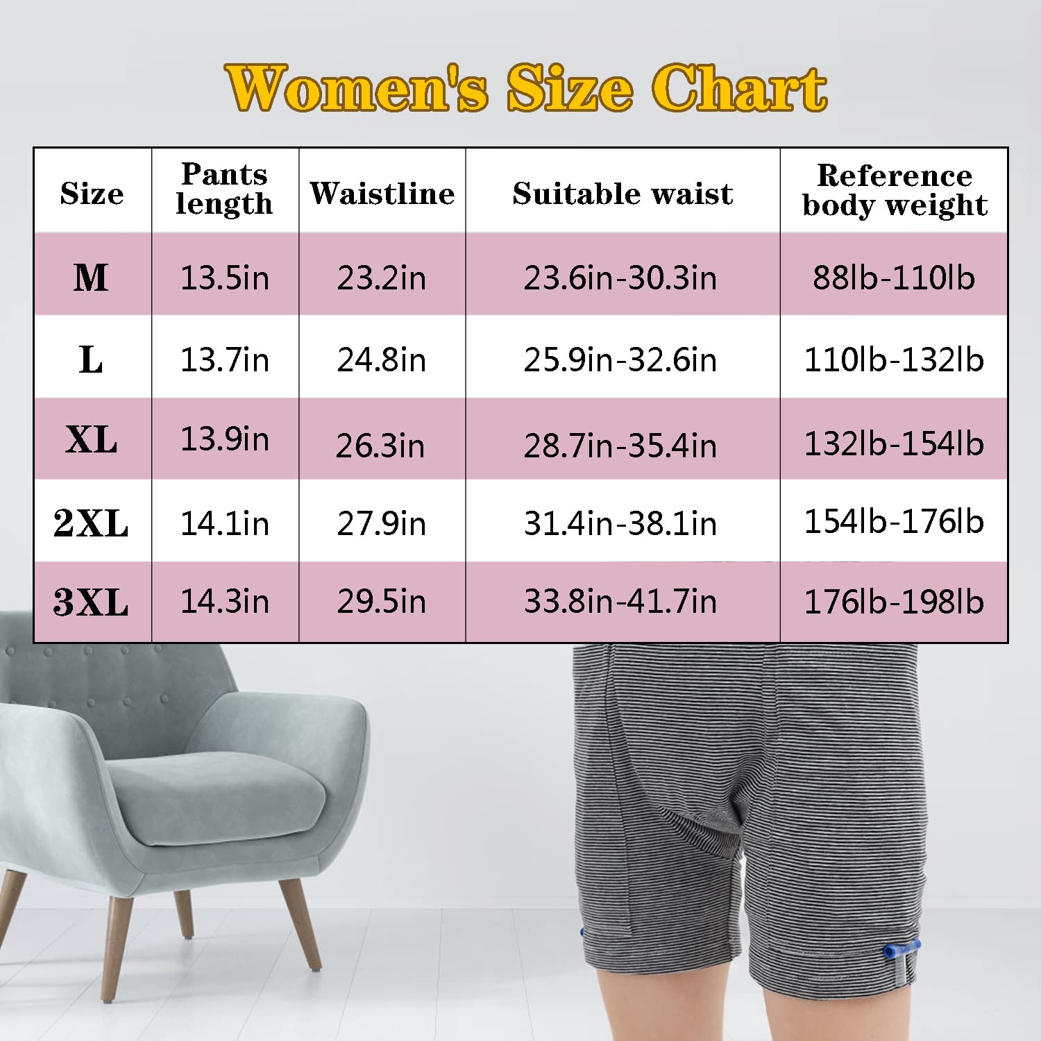 Lmaray Urine Bag Pants 2000ml capacity illustration emphasizes large pocket space.