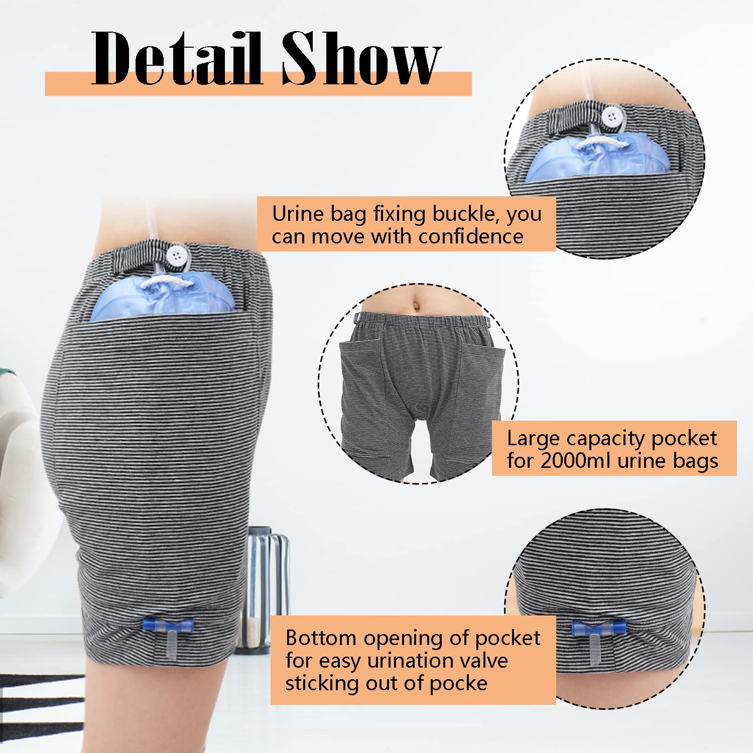 Lmaray Urine Bag Pants dual-pocket design supports balanced capacity for a bag.