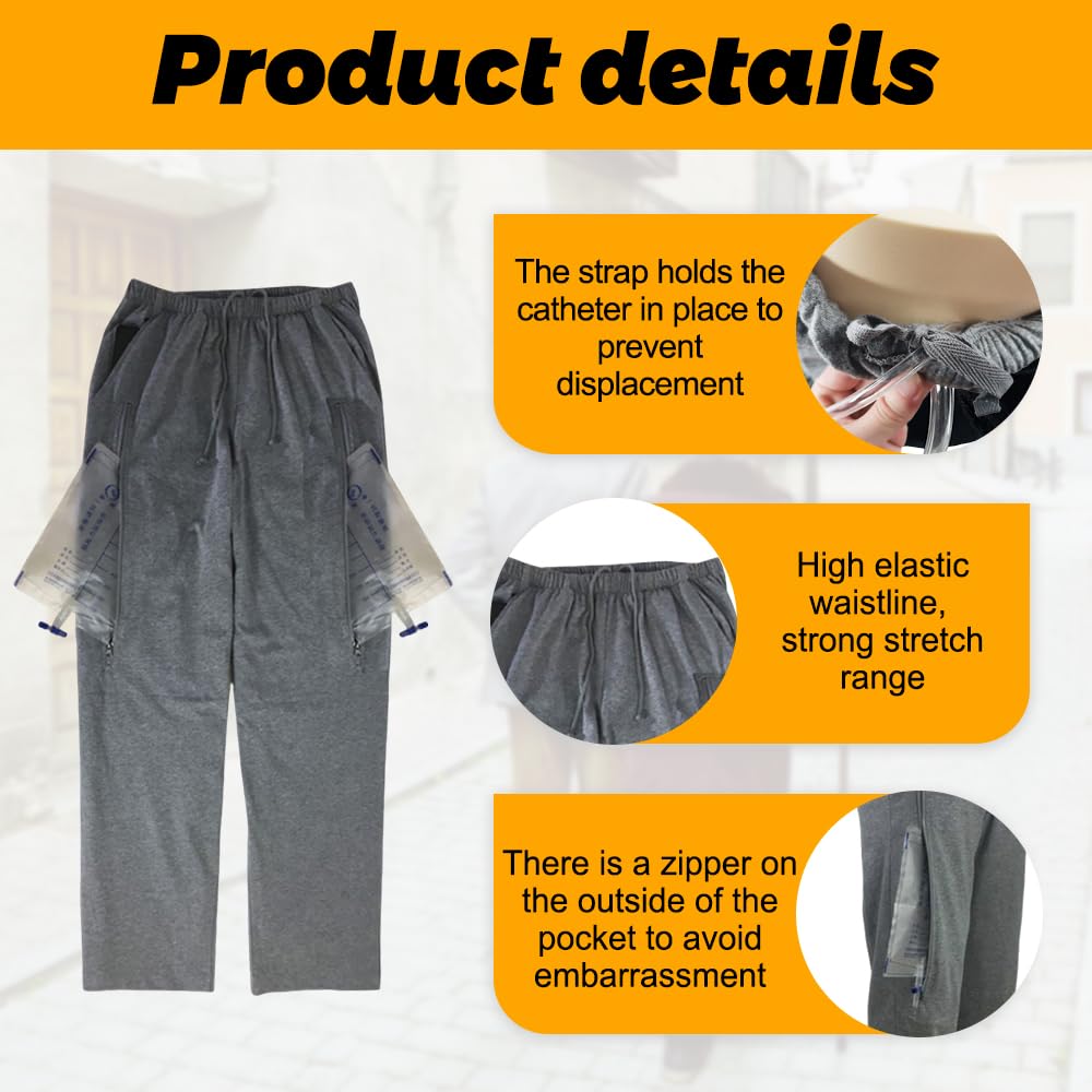 Lmaray urine bag pants feature hidden urine bag pockets for discreet management.