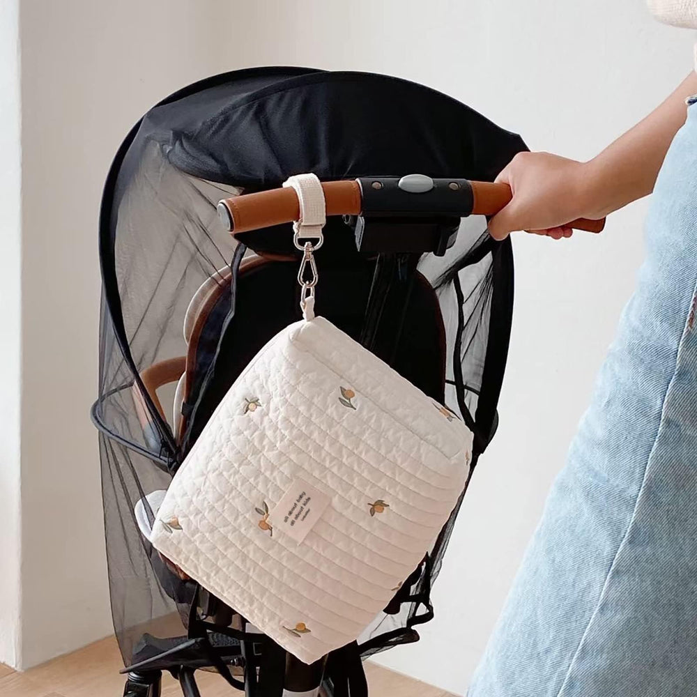 Lmbabter diaper bag pouch in beige tulip, lightweight and easy to hang