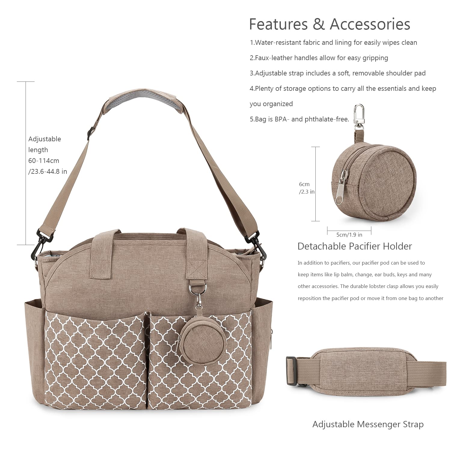 Lmbabter spacious compartments organize diapers and bottles