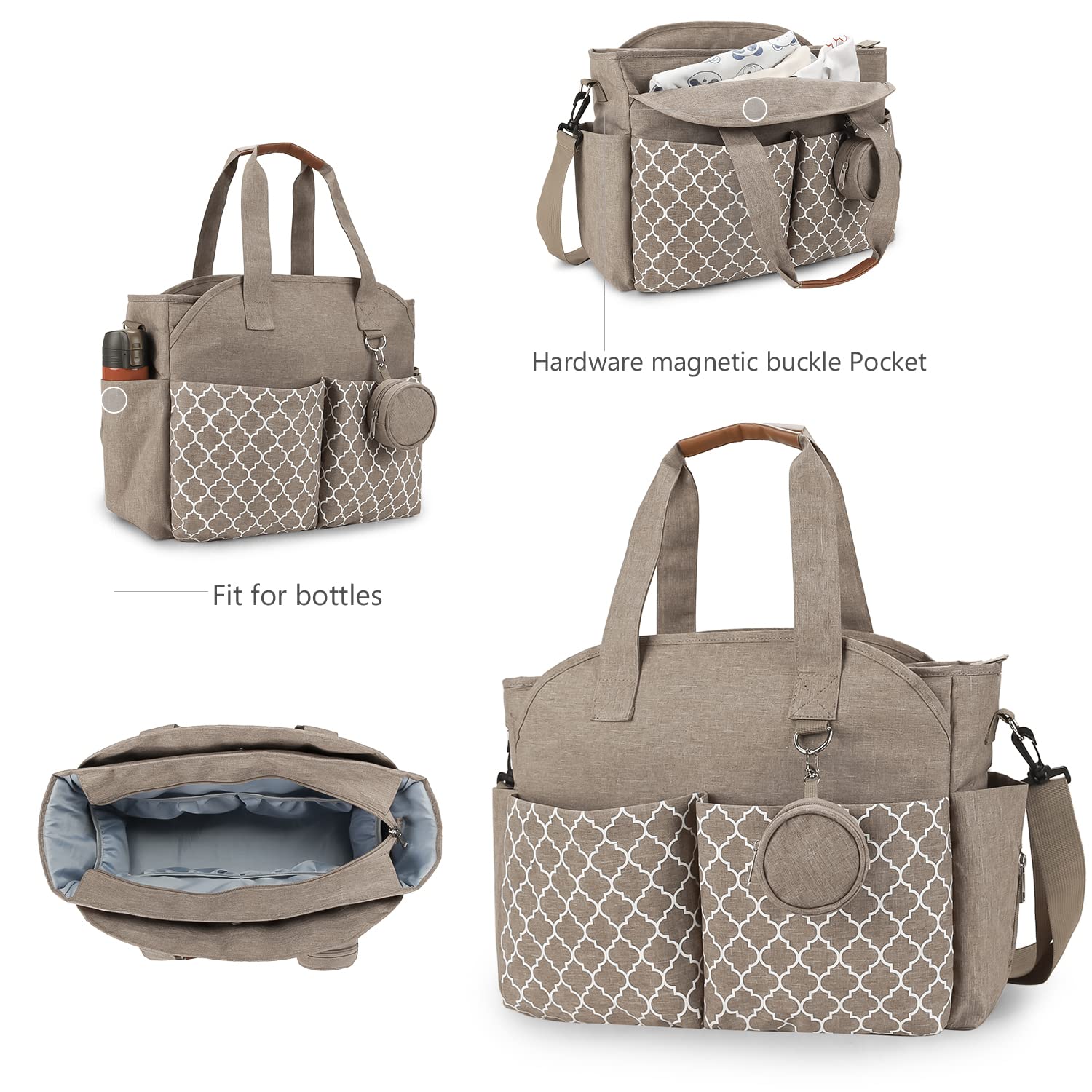 Lmbabter tote with front pockets for quick-access essentials