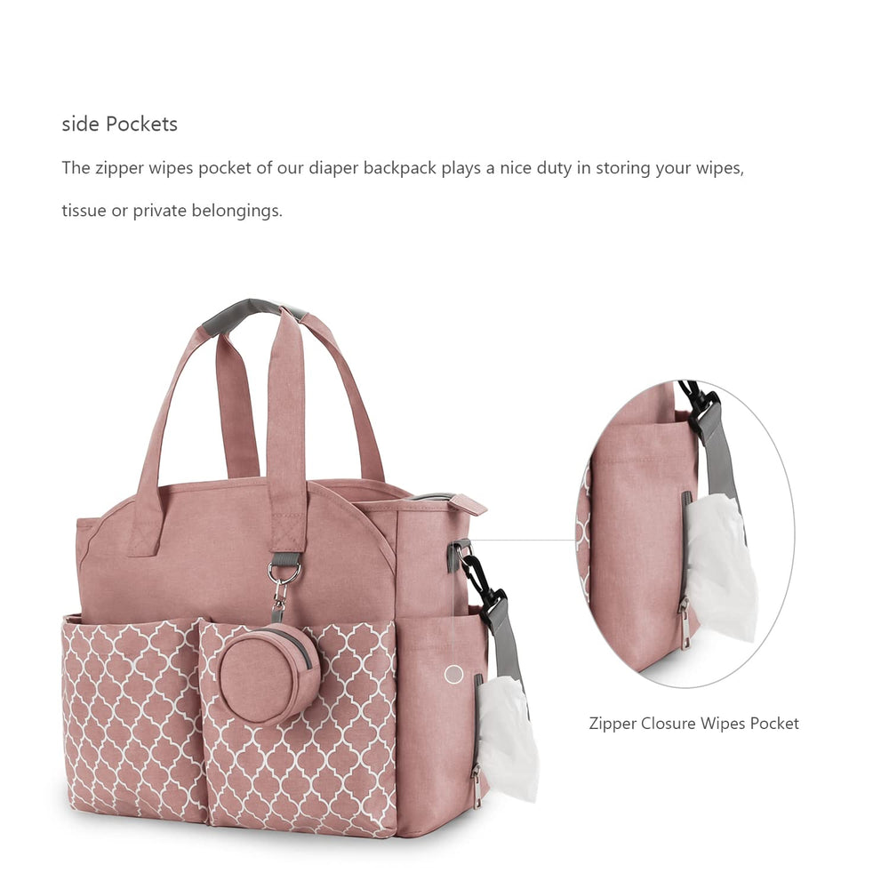 Lmbabter Diaper Bag Tote pink detachable pacifier box included