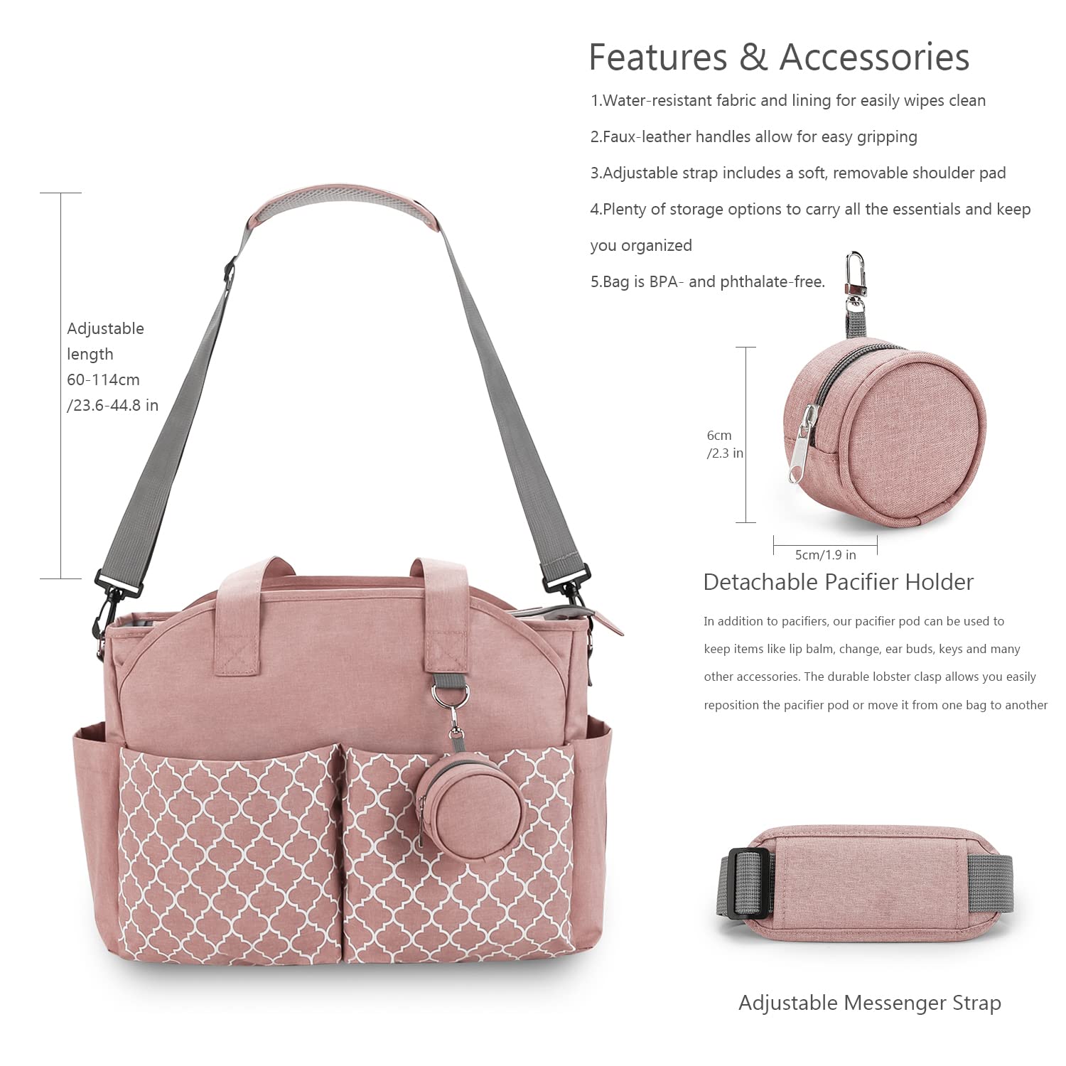 Lmbabter Diaper Bag Tote pink versatile use for families