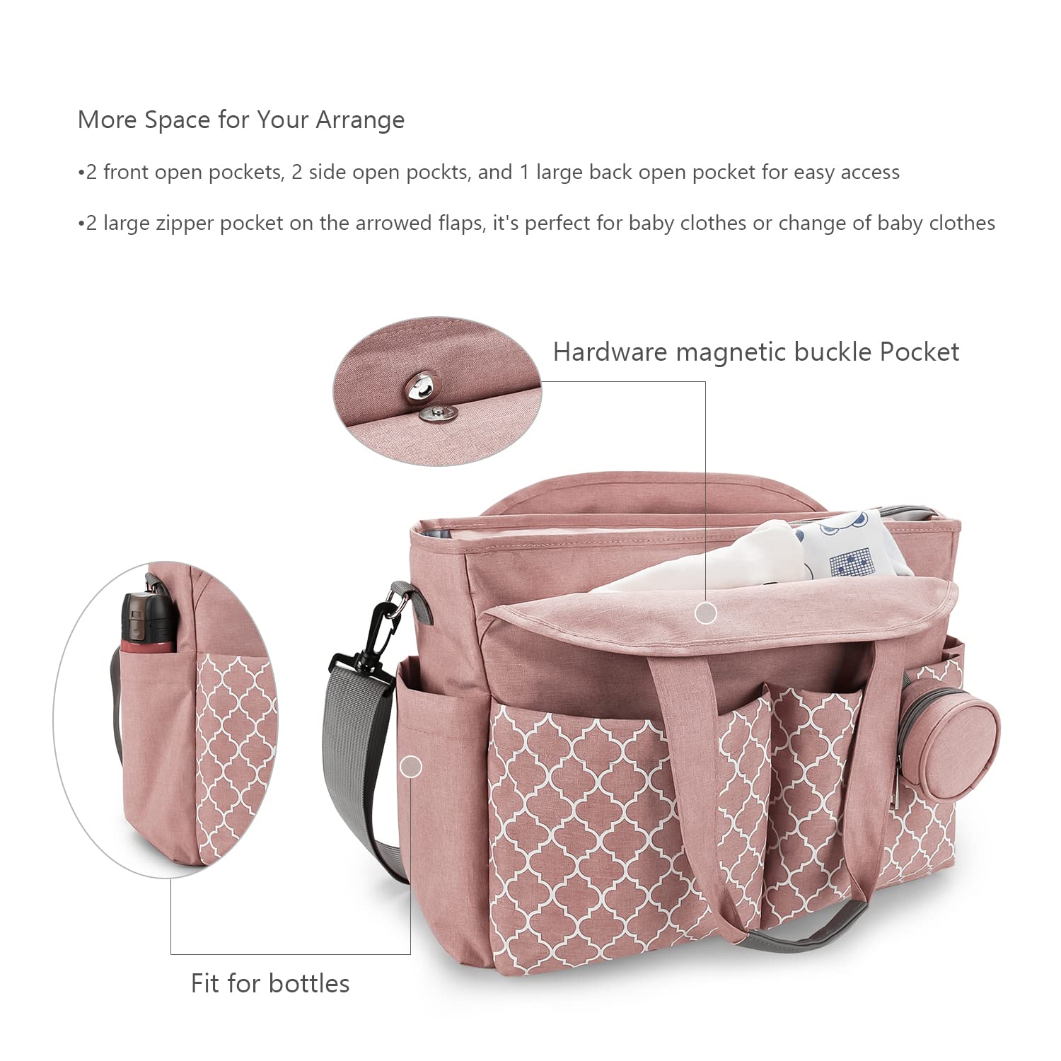Lmbabter Diaper Bag Tote pink waterproof fabric in use