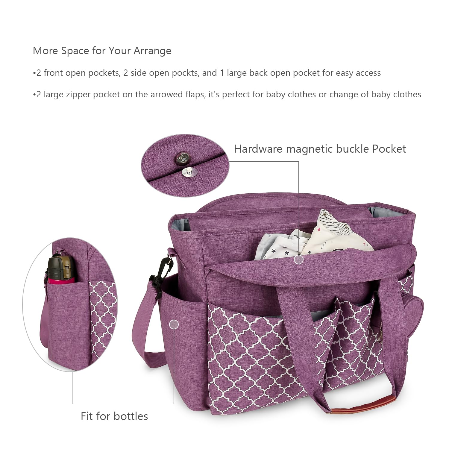 Lmbabter diaper bag tote with adjustable strap, comfortable crossbody carry.