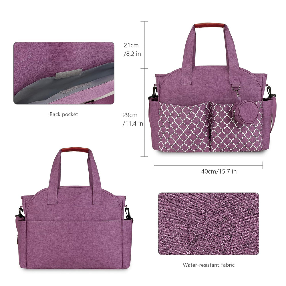 Lmbabter tote back pocket with Velcro, secure storage.