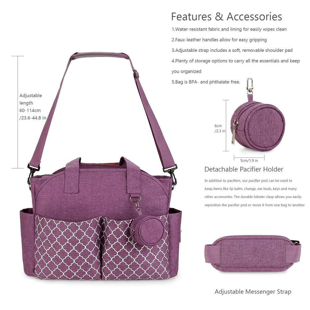 Lmbabter purple diaper bag, ideal for daily outings.