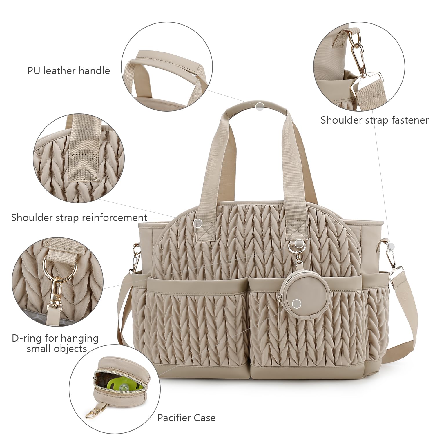Lmbabter diaper tote detachable pacifier box for mess-free storage.