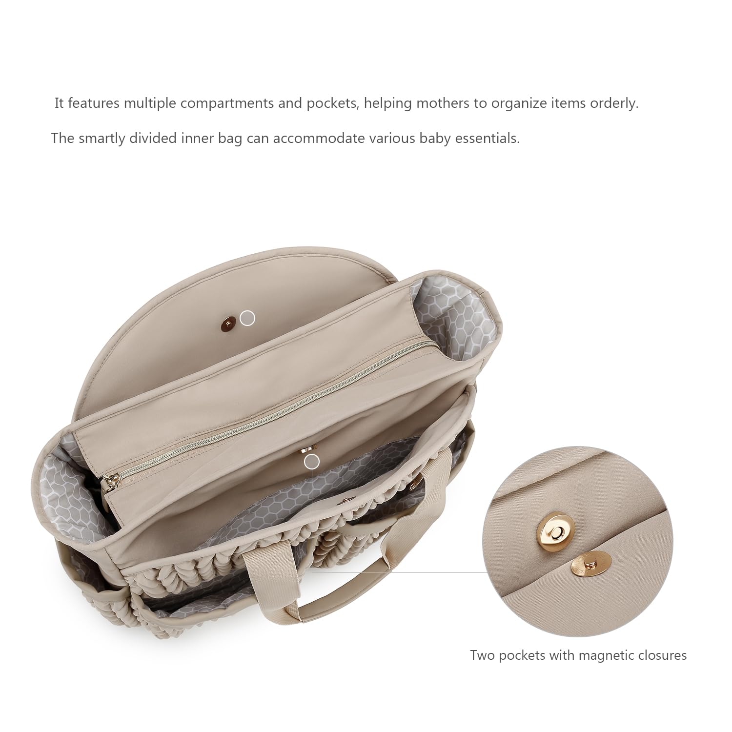 Lmbabter diaper tote adjustable shoulder strap for comfortable carrying.
