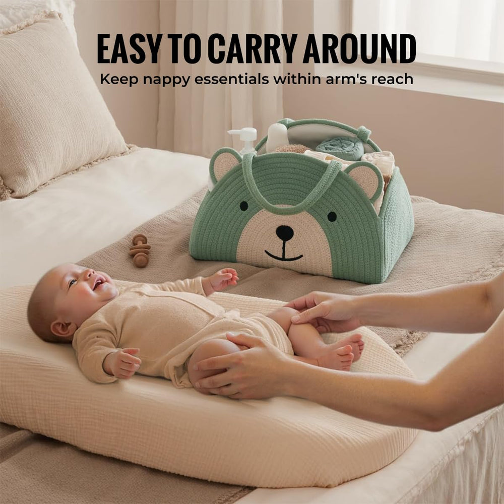 Lmbabter multi-purpose diaper caddy doubles as a home storage solution.