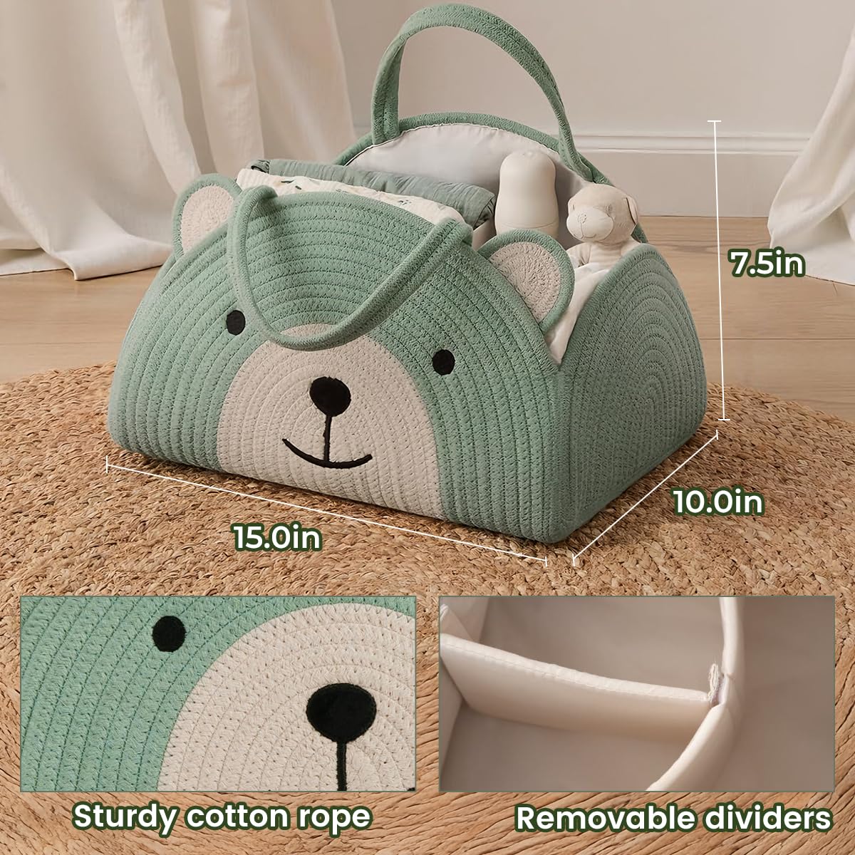 Lmbabter portable storage caddy for toys, crafts, and diapering supplies.