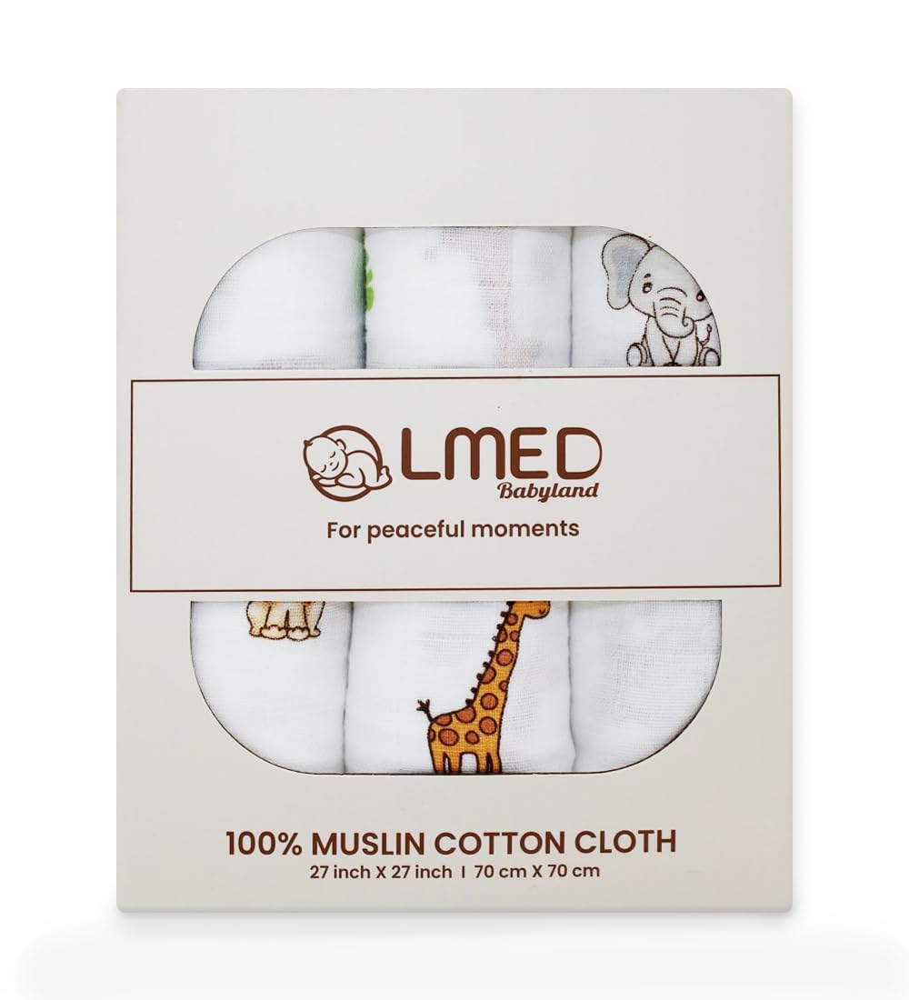 LMED Babyland muslin receiving cloth close-up showing soft texture for delicate skin.