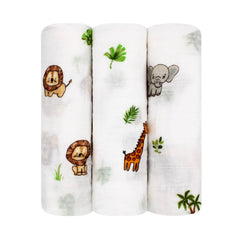 LMED Babyland muslin receiving cloth in safari pattern for gentle newborn care.