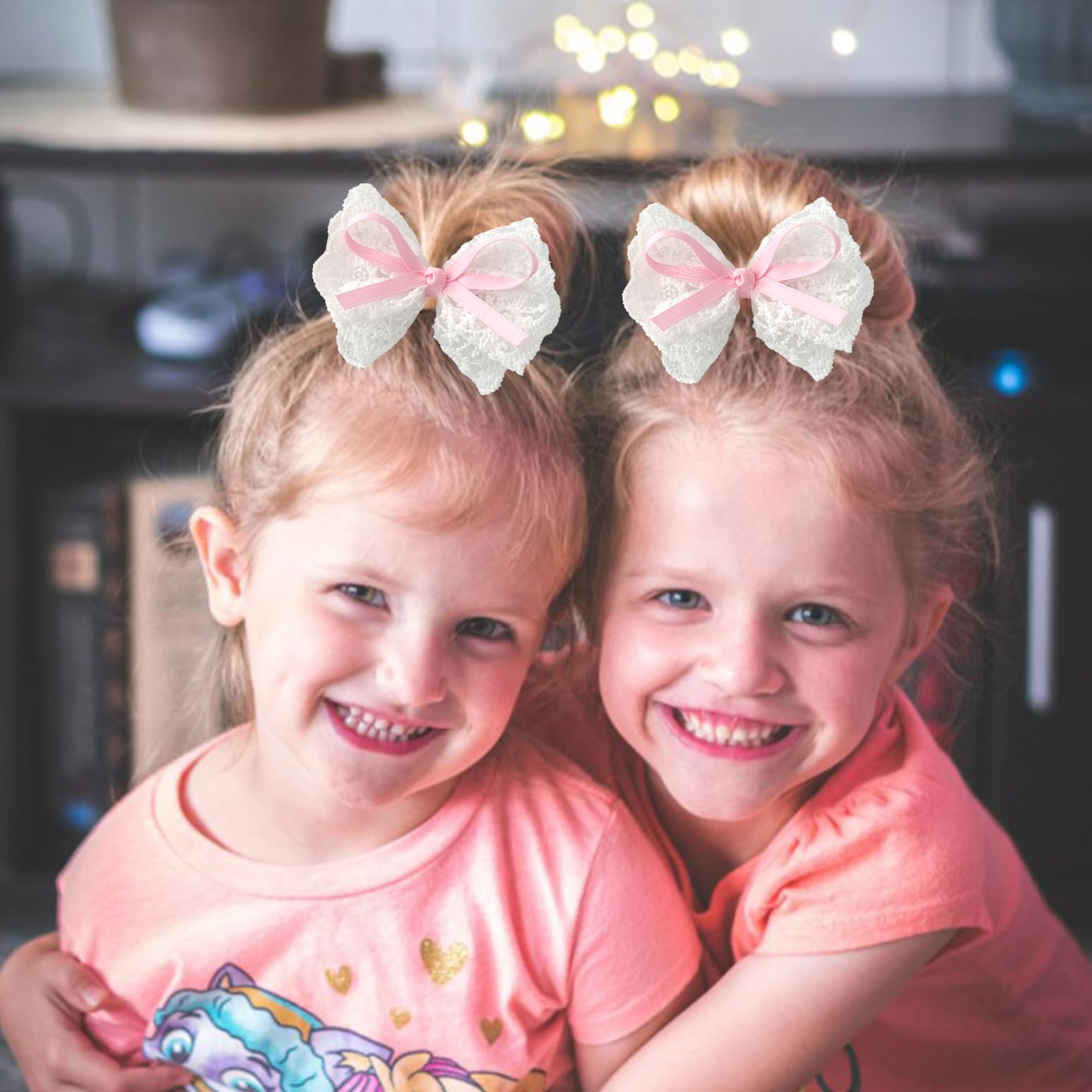LMYMHMLM handmade lace bow clip highlights a delicate, versatile accessory.